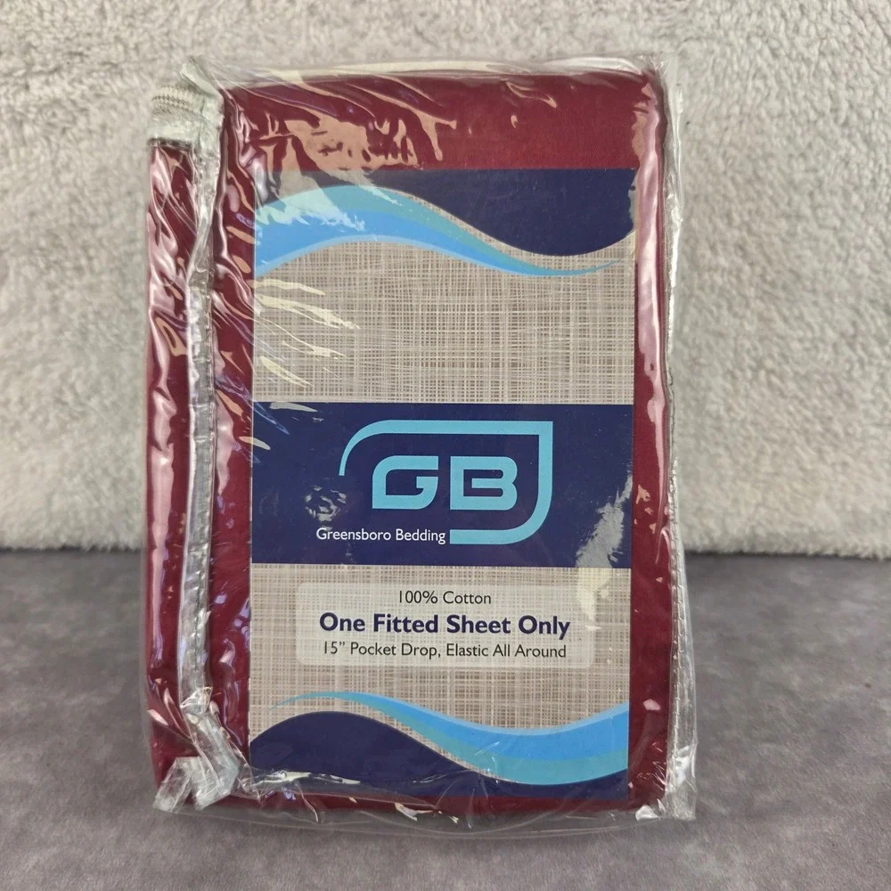 Greensboro Bedding Twin XL Fitted Sheet 100% Cotton 400TC Burgundy 15in Pocket